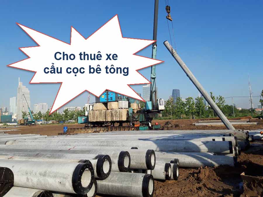 THUÊ XE CẨU TỰ HÀNH DỰNG CỘT BÊ TÔNG 1 Thuê xe cẩu tự hành dựng cột bê tông